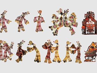 Shadow Play Decoration Chinese Style Traditional Quintessence Shadow Play Costume Characters 3d model