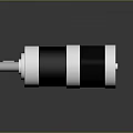 Black And Silver Cylindrical Metal Mechanical Device With Shiny Surface And End Connectors