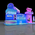 Momo Themed Art Installation With Blue Pink Design Game Center And Photo Booth