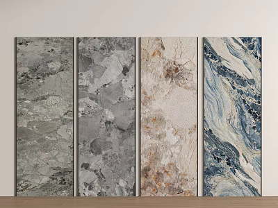 Diverse Wall Panels with Marble and Stone Textures for Modern Interior Decor 3d model