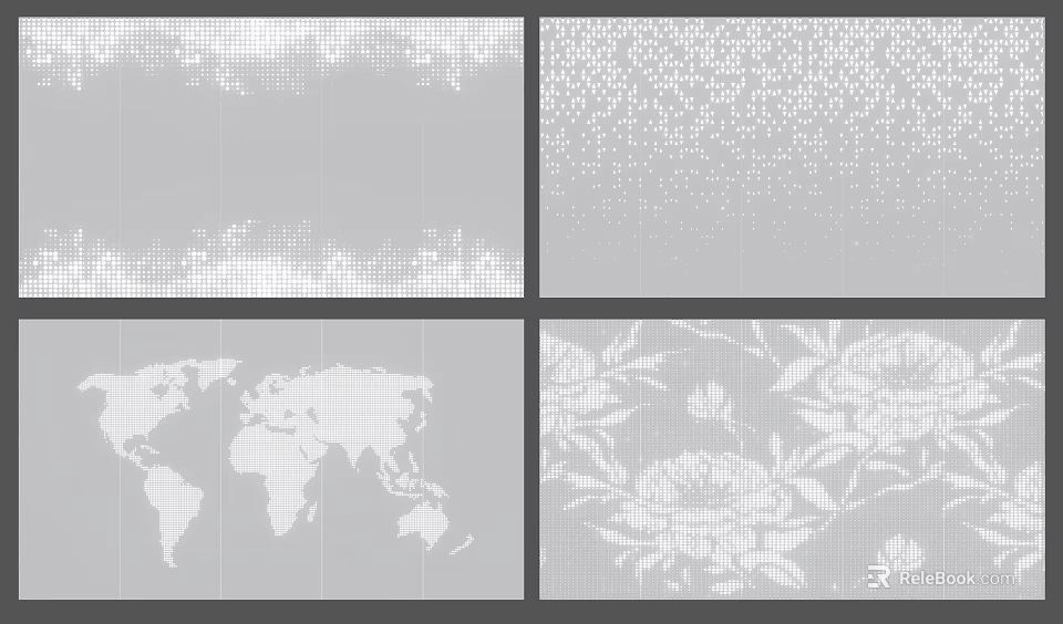 Diverse Design Wall Paneling With Textured Patterns World Map And Floral Prints 3d model 