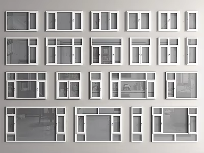 Different Types Of White Framed Floor To Ceiling Windows Presented 3d model