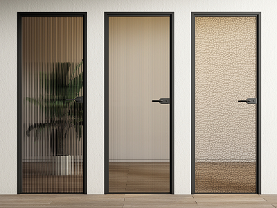 Modern swing door Changhong glass door glass single door bathroom door 3d model