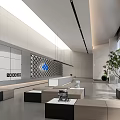 Modern Reception Area Design With Paneled Walls And Indoor Plant