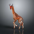 Fantasy Hybrid Creature With Deer Antlers Red Spots Giraffe Body And Zebra Stripes