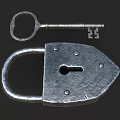 Antique Door Handle With Vintage Padlock And Metal Key Design Elements