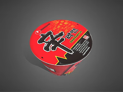 Shin Ramyun Instant Cup Noodles With Red And Black Packaging Design 3d model