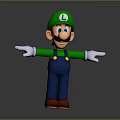 3D Character Design With Green Hat Blue Overalls White Gloves And Outstretched Arms