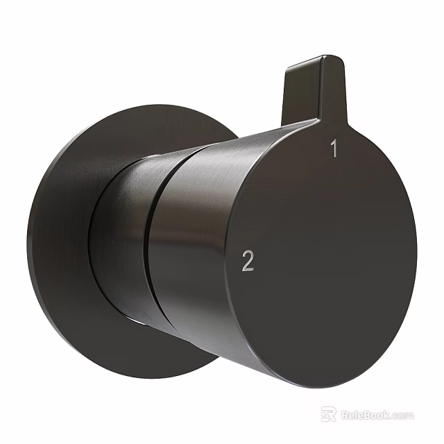 Black Adjustable Control Knob With Digital Numbers 1 And 2 Modern Design 3d model 