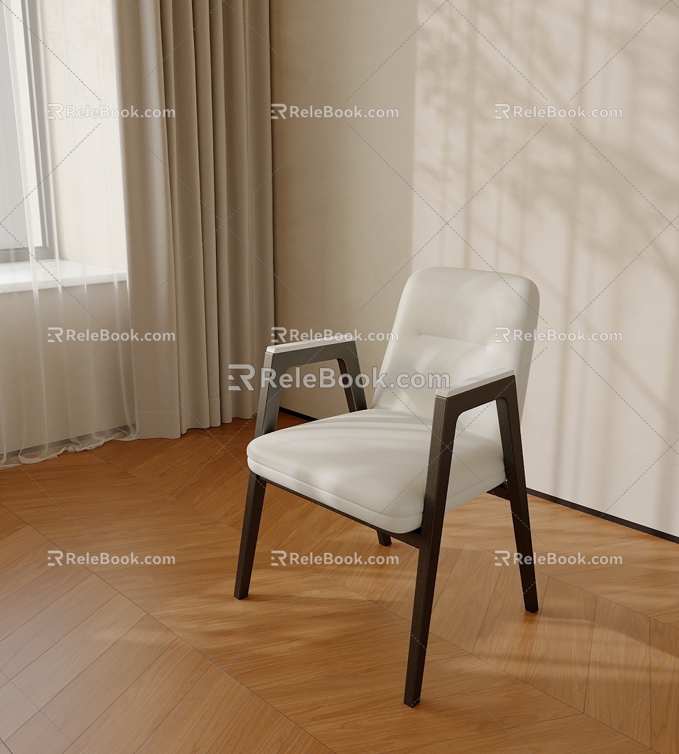 New Chinese Dining Chair Leisure Chair Single Chair 3d model