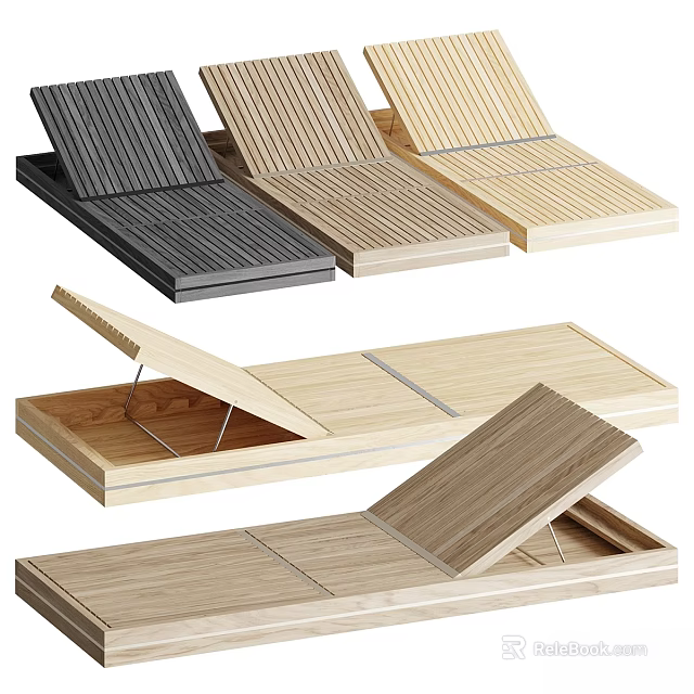 Foldable Wooden Sofa Set With Different Wood Tones And Storage Compartments 3d model