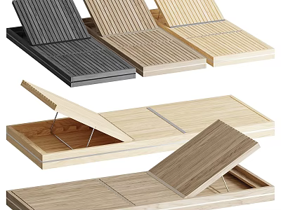 Foldable Wooden Sofa Set With Different Wood Tones And Storage Compartments 3d model