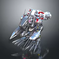 Mechanical Creature Character In Silver Metallic Design With Sharp Claws Red Joints And Back Weaponry 3d model