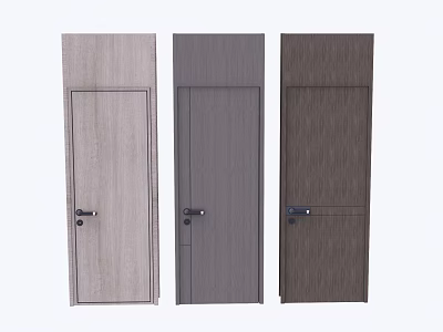 Modern Flush Doors in Three Colors with Wooden Texture for Interior Design 3d model