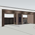 Modern Chinese Style Entrance Gate Design With Wooden Grilles Stone Walls and Greenery