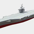 Modern Aircraft Carrier With Flight Deck Island And Red Bottom Hull Structure