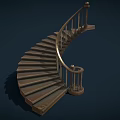 Classic Spiral Staircase With Wooden Steps And Metal Handrail Interior Design