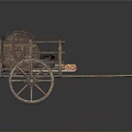 Ancient Wooden Cart With Large Barrel And Spoked Wheel Structure