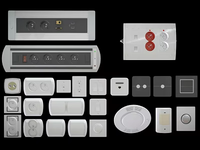 Modern Electrical Switch Panels With Various Designs Colors And Socket Options For Home Use 3d model