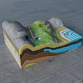 Commercial Geological Terrain Model With Layered Structure Water Area And Green Facilities