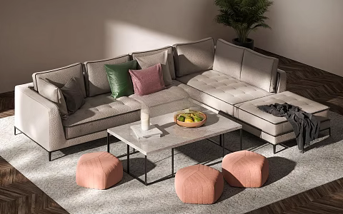 Modern sofa coffee table combination 3d model