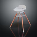 Modern Kids High Chair With White Seat Three Orange Legs And Tray