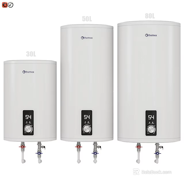Meile White Water Heaters With Digital Temperature Display In Various Sizes 3d model 