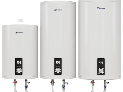 Meile White Water Heaters With Digital Temperature Display In Various Sizes 3d model