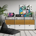 USM Entrance Cabinet Decorative Cabinet Sideboard Lazy Sofa Bookshelf System Cabinet Metal 3d model