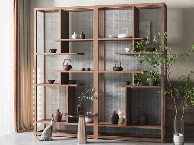 New Chinese-style Antique Shelf Decorative Cabinet 3d model