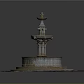 Decorative Stone Fountain With Multi Tiered Structure And Circular Base Water Basin