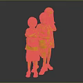 Three Children Standing Together In Casual Outfits With Gray Background