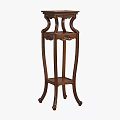 Classic Wooden Flower Stand With Intricate Carved Details And Multi Layer Design