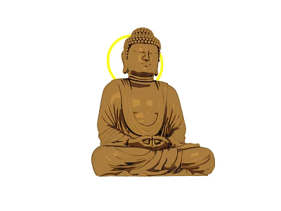 Exquisite Traditional Sitting Buddha Sculpture With Golden Halo And Meditating Pose 3d model