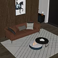 Modern double sofa double leather sofa coffee table combination 3d model