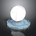 Detailed Spherical Structure With Blue Base And Metal Supporting Frames