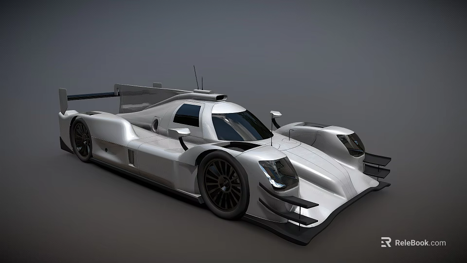 Silver Prototype Racing Car With Streamlined Body Rear Wing And Sporty Design 3d model 