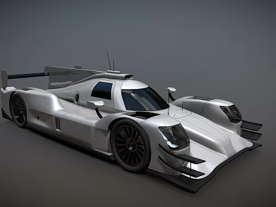 Silver Prototype Racing Car With Streamlined Body Rear Wing And Sporty Design 3d model
