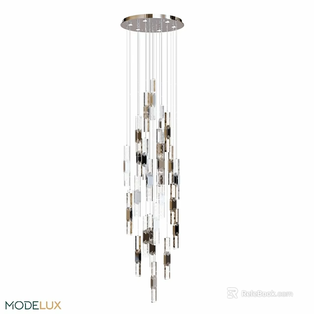 Modern Geometric Chandelier with Hanging Metal Rods for Contemporary Interior Decor 3d model 