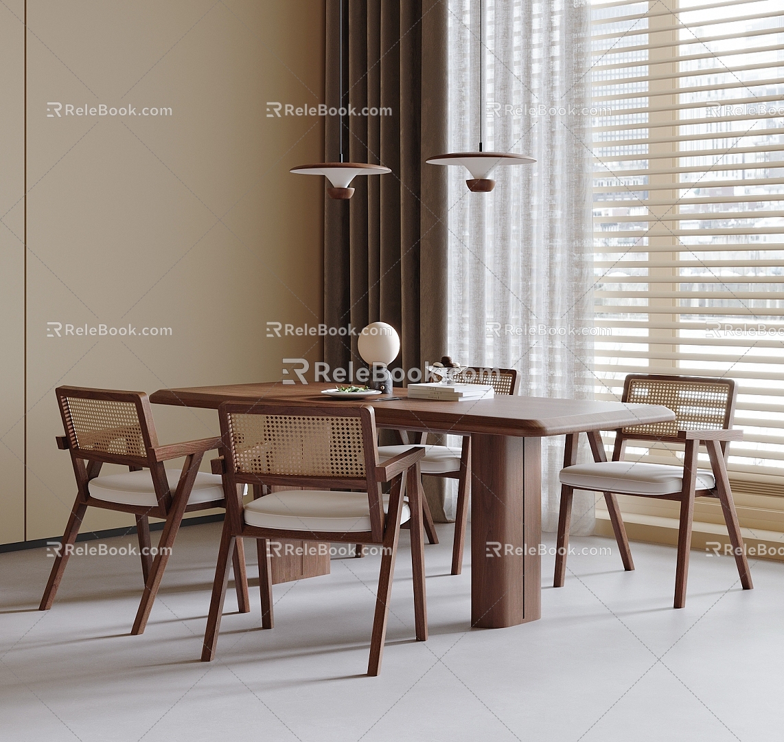 Modern Dining Table and Chair Combination Dining Chair Dining Table Chandelier model