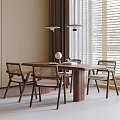 Modern Dining Table and Chair Combination Dining Chair Dining Table Chandelier 3d model