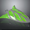 Shiny Leaf Shaped Decorative Household Item with Green Transparent Sections and Silver Frame