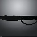Tactical Weapon Knife With Dark Textured Blade And Black Ring Handle Rivets