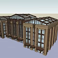 Classical Commercial Complex With Glass Roof And Grand Columns Design