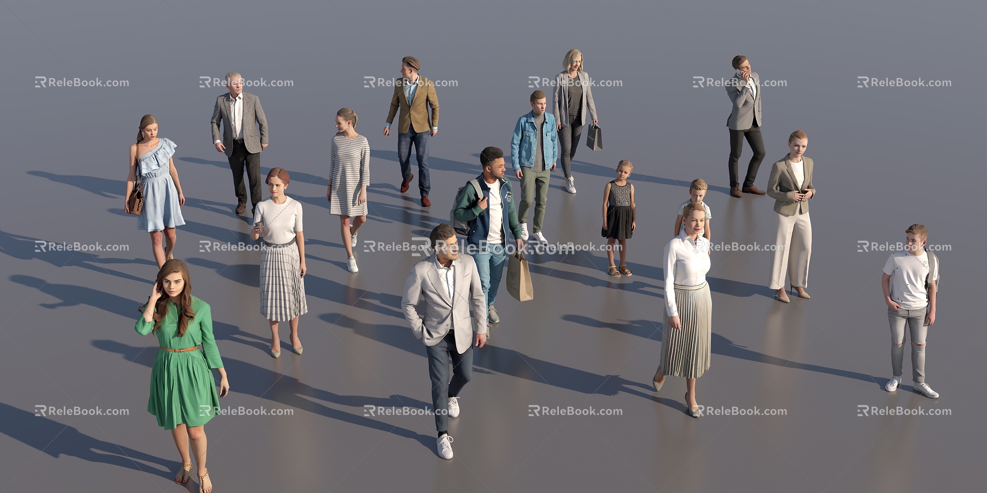 Modern leisure fashion crowd 3d model