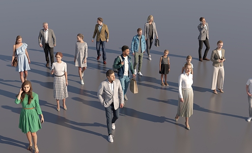 Modern leisure fashion crowd 3d model