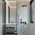 Modern Bathroom Interior Design With Marble Walls Glass Shower Enclosure Wall Mounted Faucet And Mirror