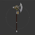 Mechanical Sci Fi Axe With Metal Blade Yellow Accents And Wooden Handle