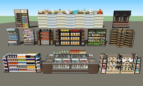 Modern Shelf Supermarket Convenience Store Shelf Display Cabinet Display Rack 3d model