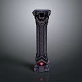 Detailed Automotive Part Featuring Cylindrical Shape Textured Design And Red Light Accents